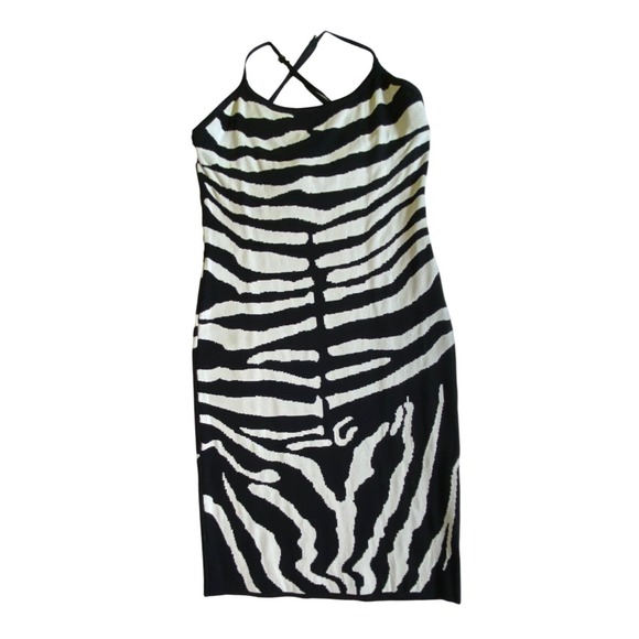 Fashion Nova Dresses & Skirts - Fashion Nova XL Zebra Print Dress Black & White Sexy Bodycon Stretch Wild Party